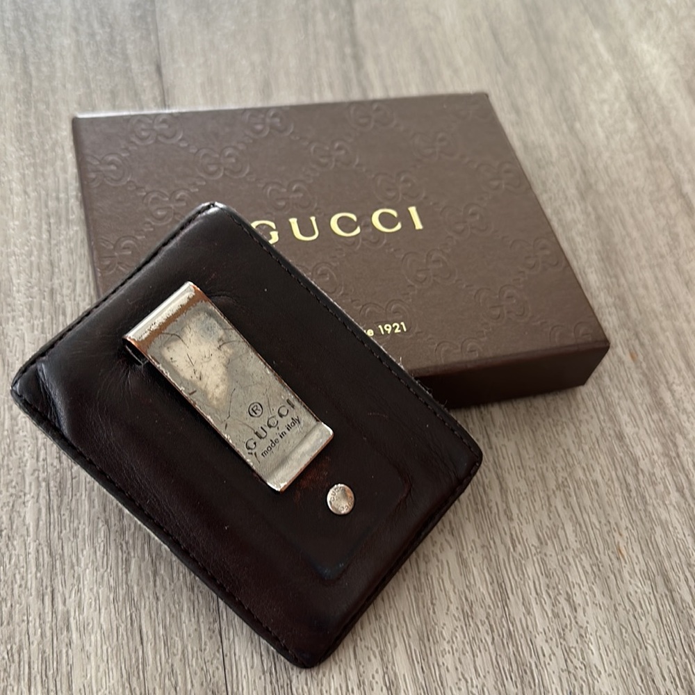 GUCCI Monogram Leather Card Holder Wallet - Picture 4 of 6